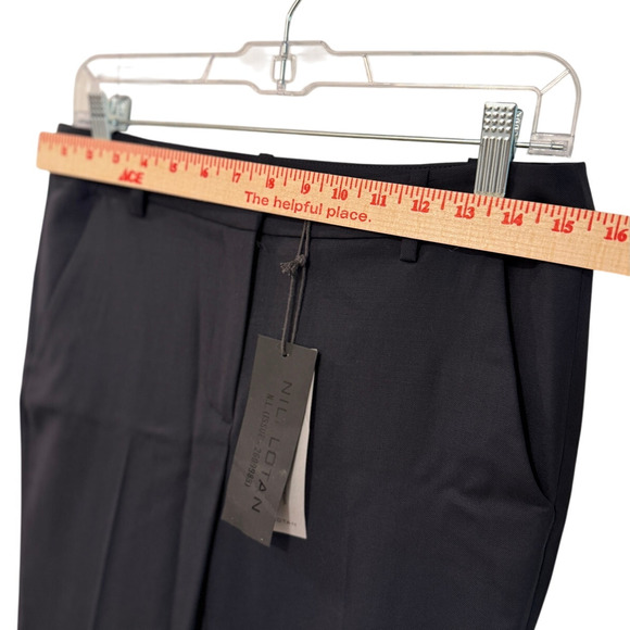 NEW! Nili Lotan 4 Virgin Wool Colmar Pants Straight Leg Mid Rise Crop Navy Blue - Picture 9 of 13